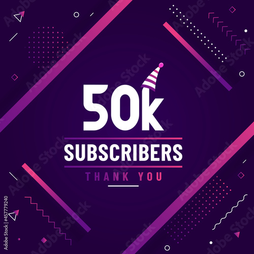 Thank you 50K subscribers, 50000 subscribers celebration modern colorful design.