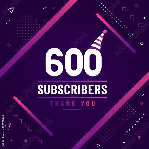 Thank you 600 subscribers celebration modern colorful design.