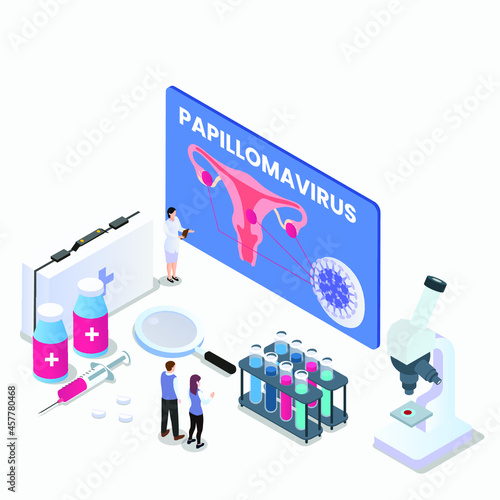 Papillomavirus 3d isometric vector illustration concept for banner, website, landing page, ads, flyer