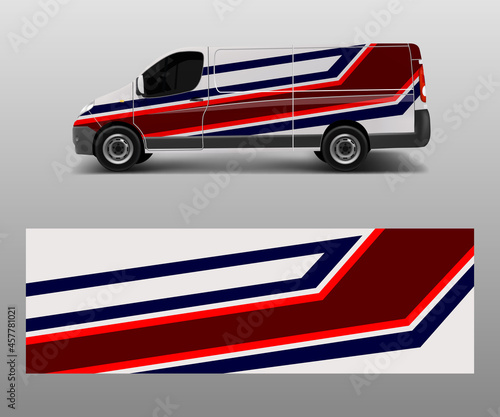 cargo van wrap vector, Graphic abstract stripe designs for wrap branding vehicle