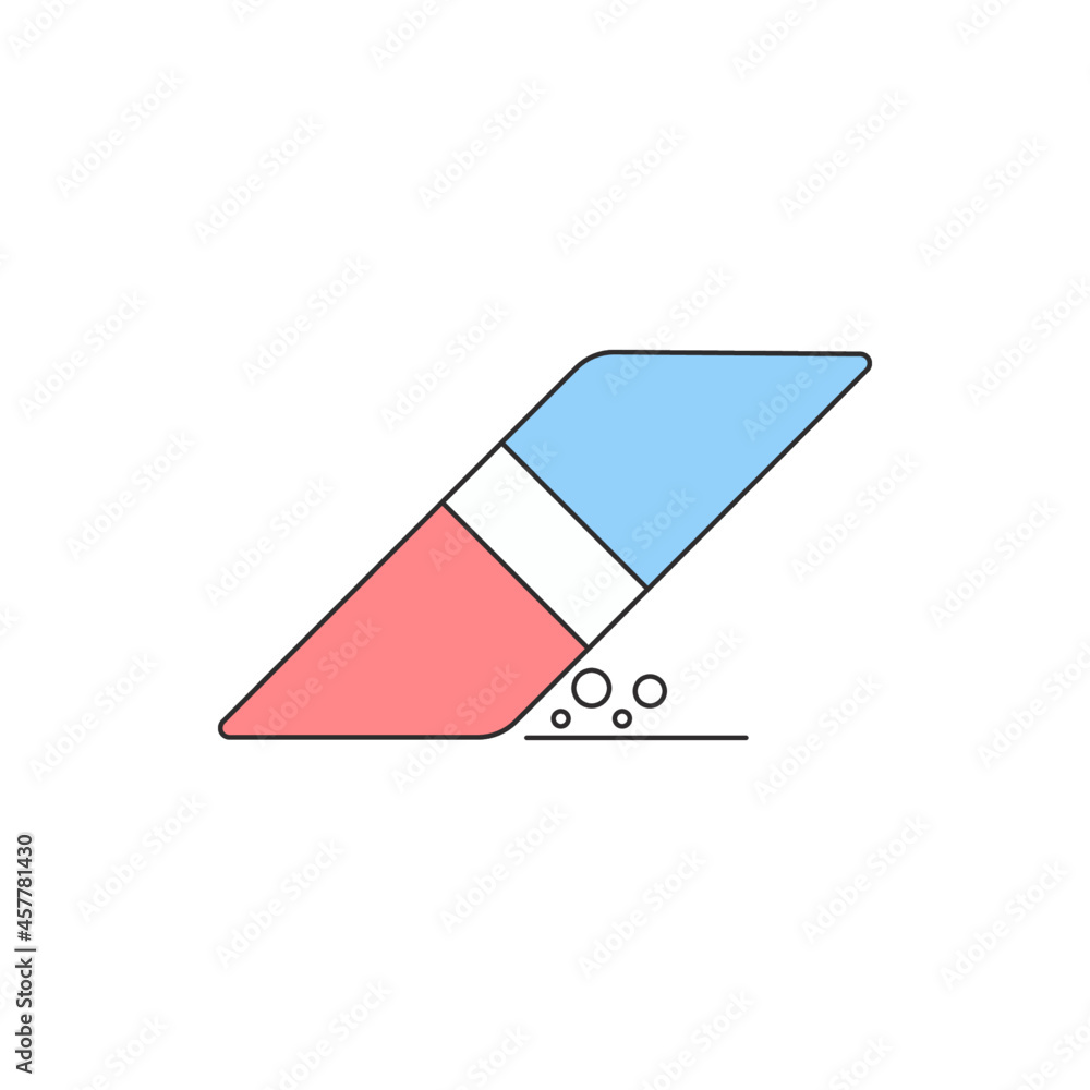 Outlined flat style eraser vector icon in blue and pink colour. Outlined flat style eraser vector icon in blue and pink colour.