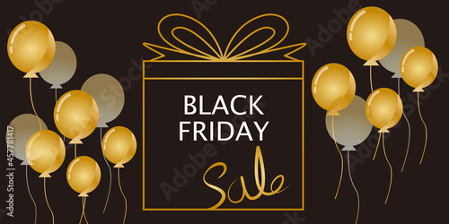 Decorative Black Friday banner design. Gift, sale, promotion, special price event background. Vector illustration.