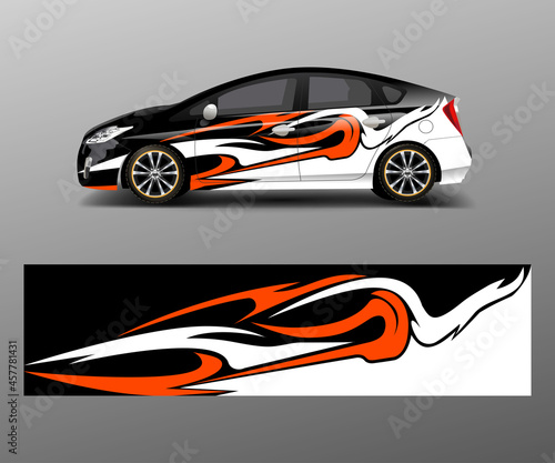 Racing car wrap with abstract stripe shapes for Company. Sport car racing wrap vector design template design vector