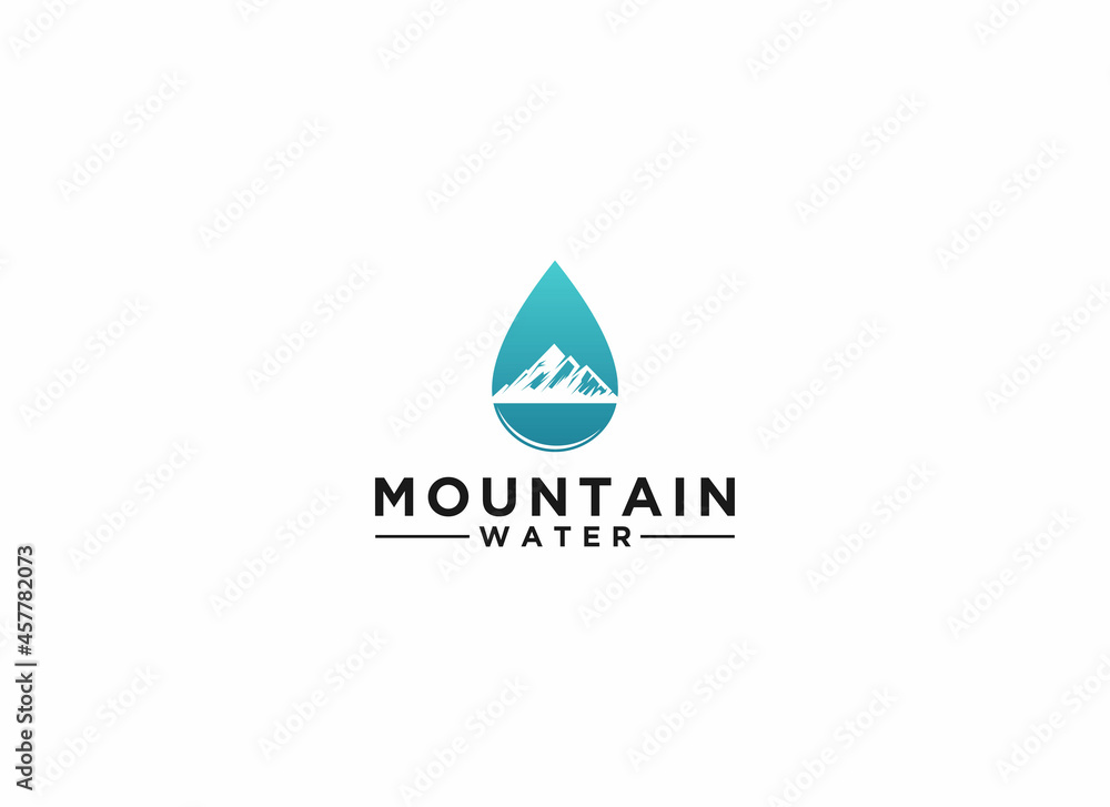 mountain water logo with water drop and mountain illustration reflecting clear and clean mountain water mountain water logo with water drop and mountain illustration reflecting clear and clean mountain water
