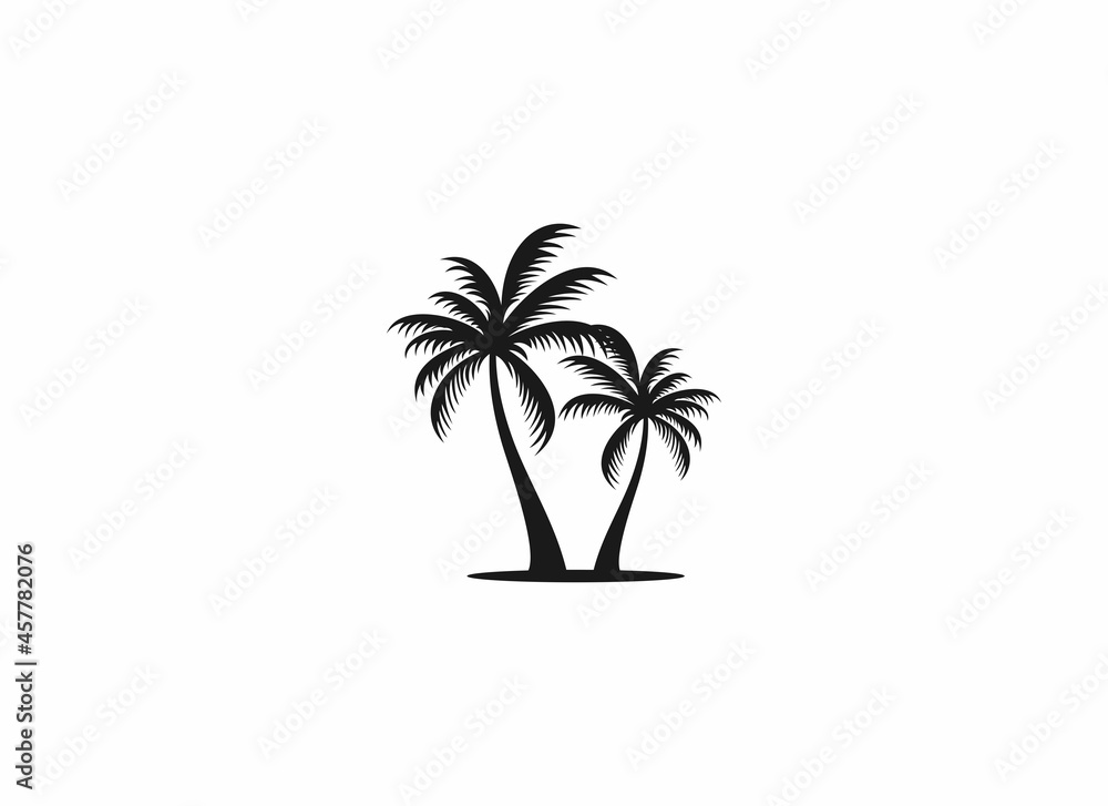 coconut tree illustration on white background