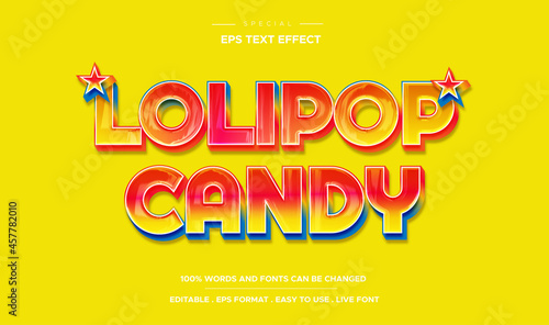 Editable text effect lolipop candy style