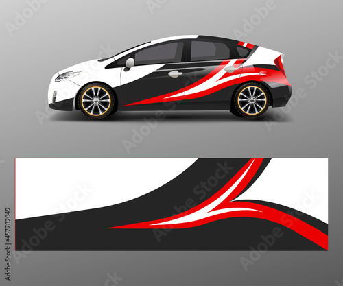Car wrap decal design vector. Graphic abstract racing designs for vehicle  rally  race  adventure template design vector