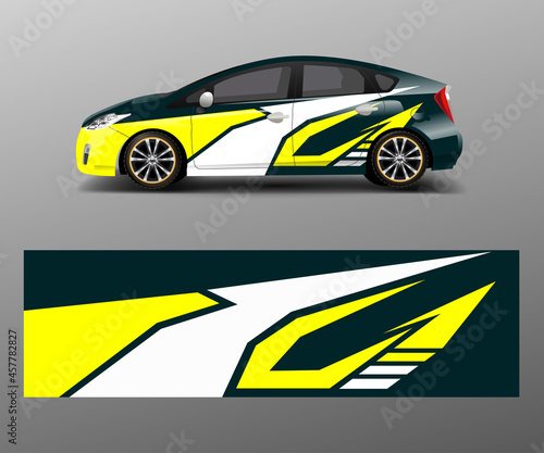Fototapeta Naklejka Na Ścianę i Meble -  Car decal vector, graphic abstract racing designs for vehicle Sticker vinyl wrap