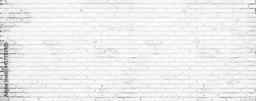 Panorama of old white brick wall texture backgrounds for design
