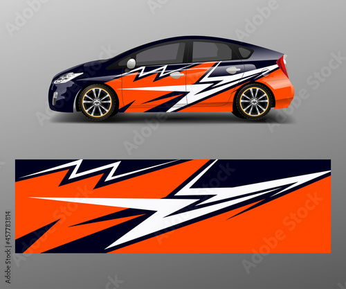 Car decal graphic vector wrap vinyl sticker. Graphic abstract wave shape designs for branding  race and drift car template design vector