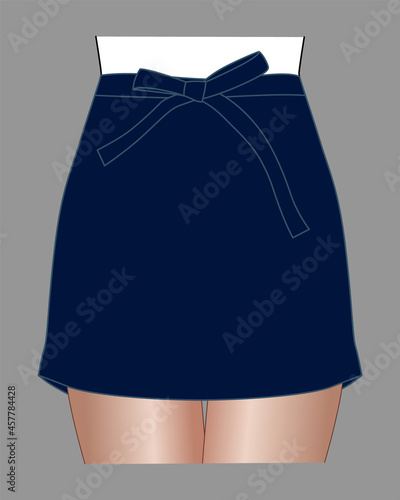 Women's Navy Blue Waist Apron Template Vector on Gray Background.