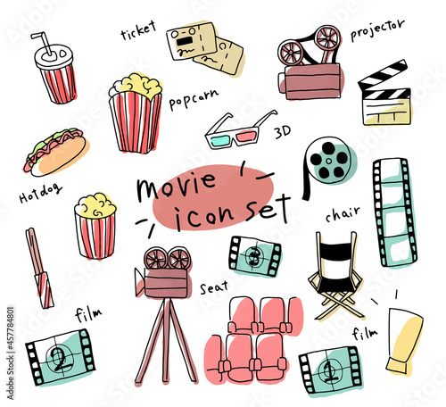 A simple hand-drawn illustration set for the movie