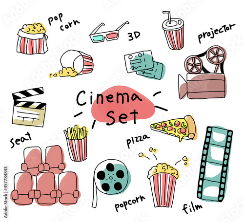A simple hand-drawn illustration set for the movie