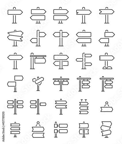 set of simple line signboard icons