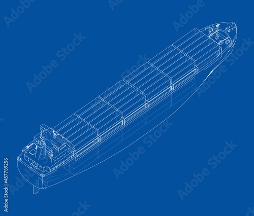 Cargo ship with containers. Vector