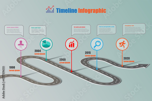 Business roadmap timeline infographic template with pointers designed for abstract background milestone modern diagram process technology digital marketing data presentation chart Vector illustration