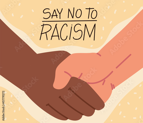 say no to racism, handshake