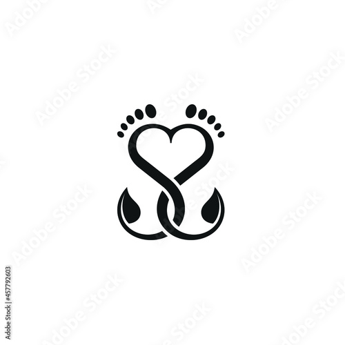 Silhouette Love Feet with SS Leaf Logo Design