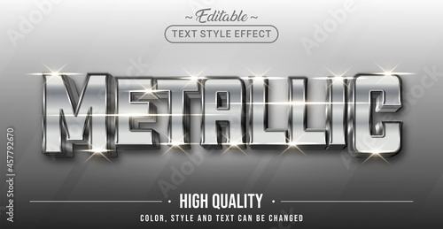 Editable text style effect - Metallic text style theme.