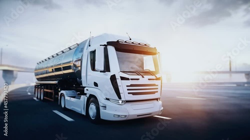 Wallpaper Mural 3d generic oil truck on highway. Very fast driving. Delivery concept. Realistic 4k animation. Torontodigital.ca