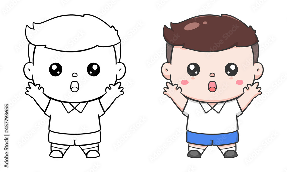 Cute male student cartoon OK sign hand draw and coloring Cute male student cartoon OK sign hand draw and coloring