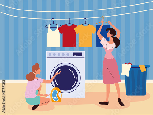 women doing laundry