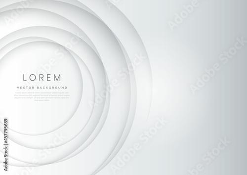 Abstract modern white and gray gradient circles layers lighting background with copy space for your text.