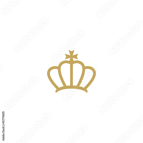 Golden line crown icon isolated on white. Royal, luxury, vip, first class sign. Winner award.