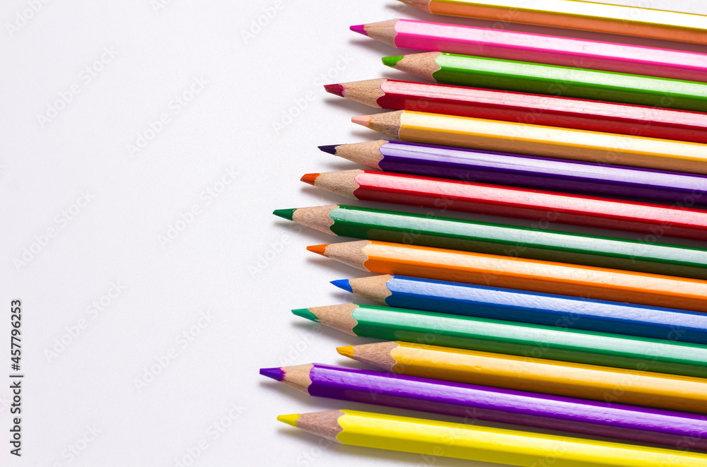 Fototapeta premium Color pencils on white background.