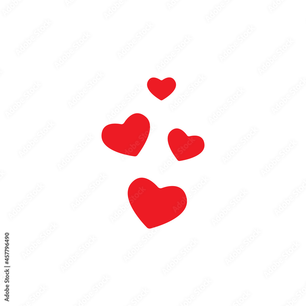 Red hearts flow isolated on white background. Love, romantic icon.