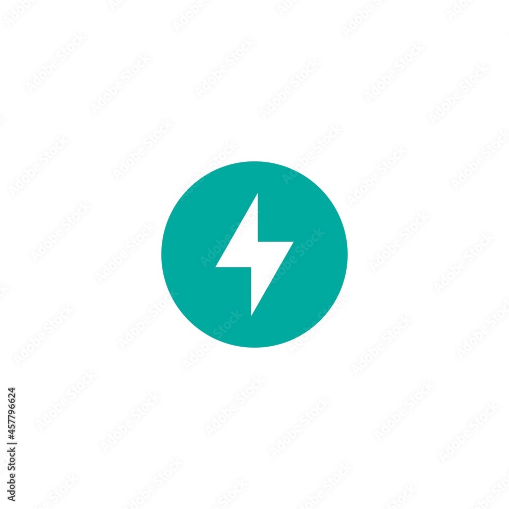 lightning bolt in circle simple flat icon. storm or thunder and lightning strike sign isolated on white. lightning bolt in circle simple flat icon. storm or thunder and lightning strike sign isolated on white.