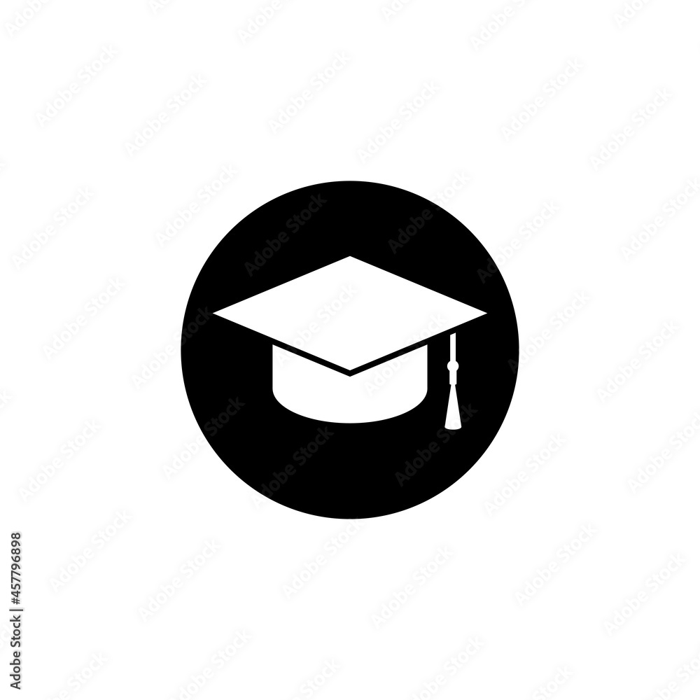 Graduation cap or mortar board icon with tassel. Flat illustration isolated on white. Graduation cap or mortar board icon with tassel. Flat illustration isolated on white.