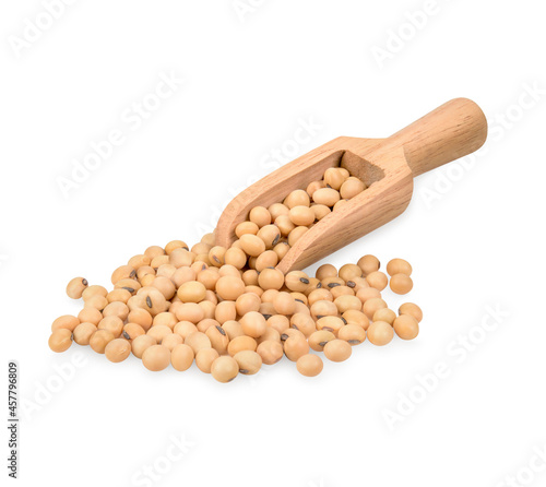 Roasted soybeans isolated on white background