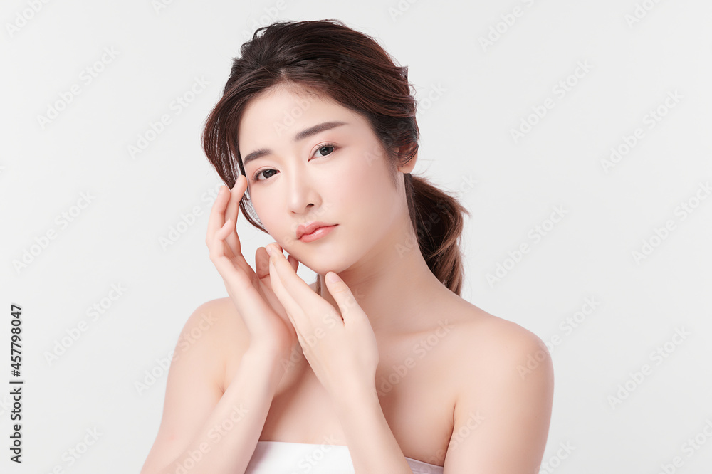 Beautiful young asian woman with clean fresh skin on white background, Face care, Facial treatment, Cosmetology, beauty and spa, Asian women portrait. Beautiful young asian woman with clean fresh skin on white background, Face care, Facial treatment, Cosmetology, beauty and spa, Asian women portrait.
