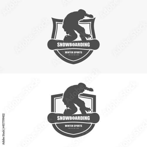 snowboarding logo design template illustration vector