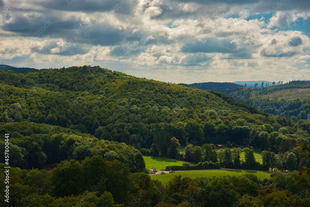 Naklejka premium Blick über die Landschaft bei Schweina in Thüringen