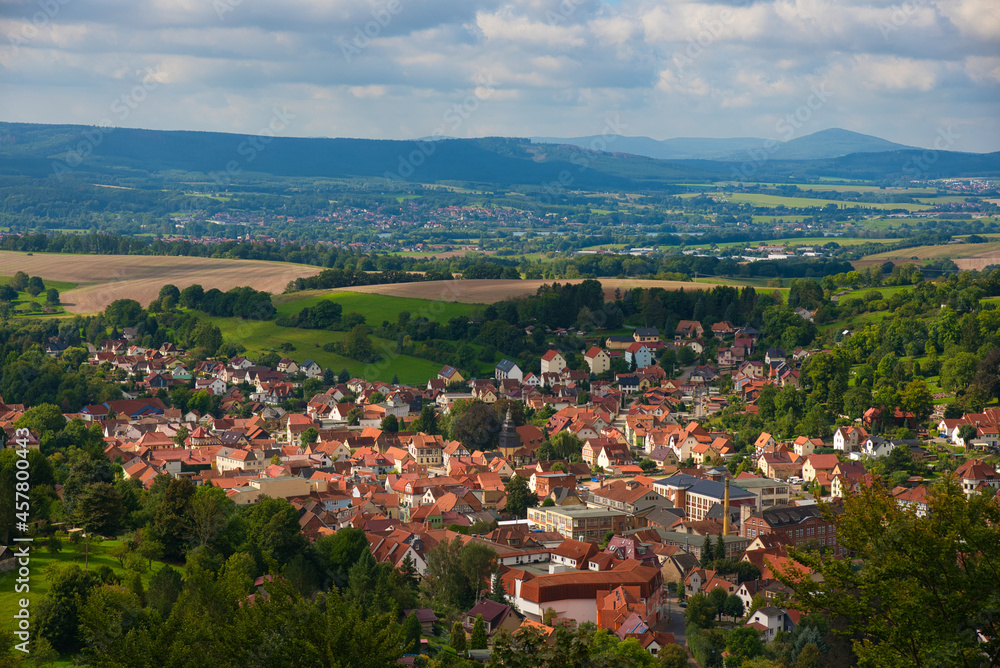 Blick über die Landschaft bei Schweina in Thüringen