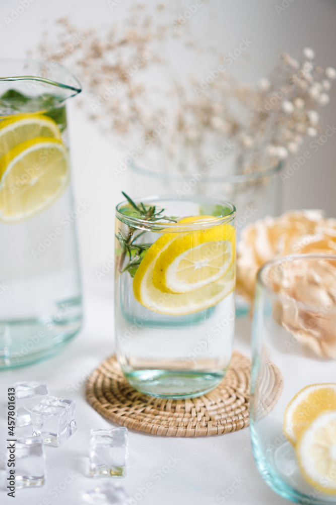 Detox and be healthy with infused water from organic fruit and berry. Copy space photo for concept of healthy, food dietary, eating and drinking for mindful. Detox and be healthy with infused water from organic fruit and berry. Copy space photo for concept of healthy, food dietary, eating and drinking for mindful.