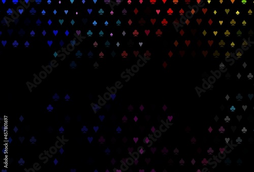 Dark Multicolor, Rainbow vector texture with playing cards.