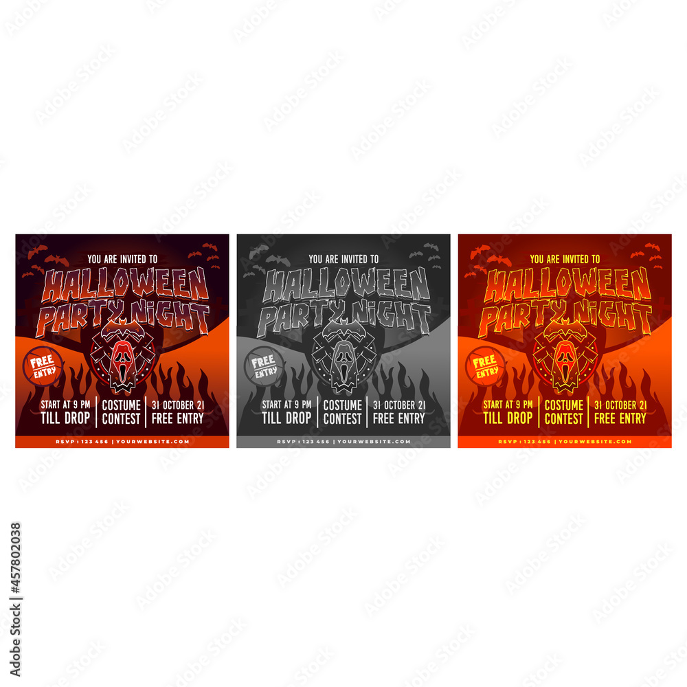 Bundle Flyer Halloween Party Night, Halloween Party Night Scared Text for Cover, Banner and Poster. 