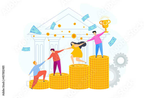 People help each other on ladder of financial success.