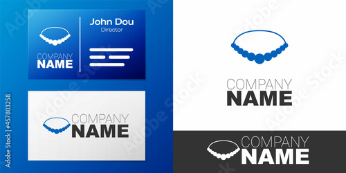 Logotype Pearl necklace icon isolated on white background. Logo design template element. Vector