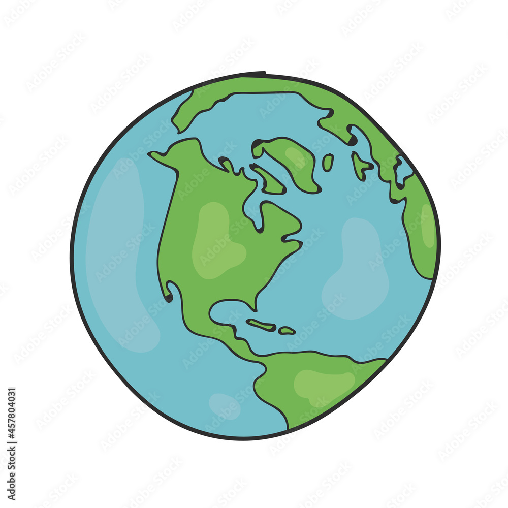 Cartoon Hand drawing of globe, world vector illustration on white background Cartoon Hand drawing of globe, world vector illustration on white background