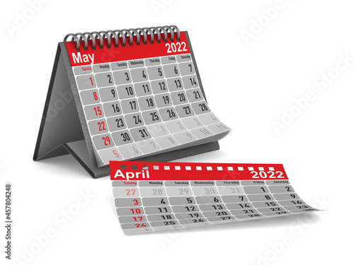 2022 year. Calendar for May. Isolated 3D illustration
