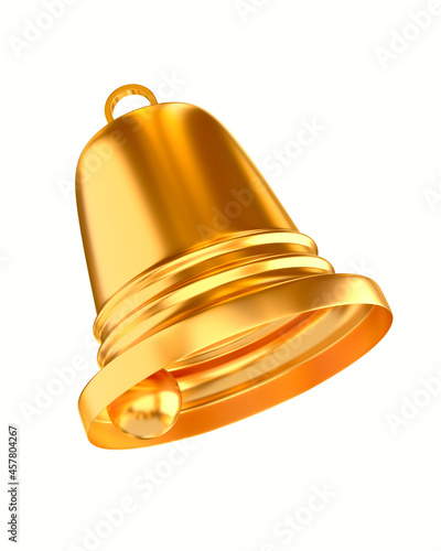 golden bell on white background. Isolated 3D illustration