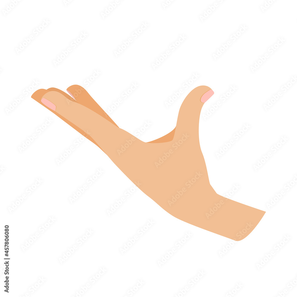 Hand gesture with open palm up. Place for text on hand, presentation Hand gesture with open palm up. Place for text on hand, presentation