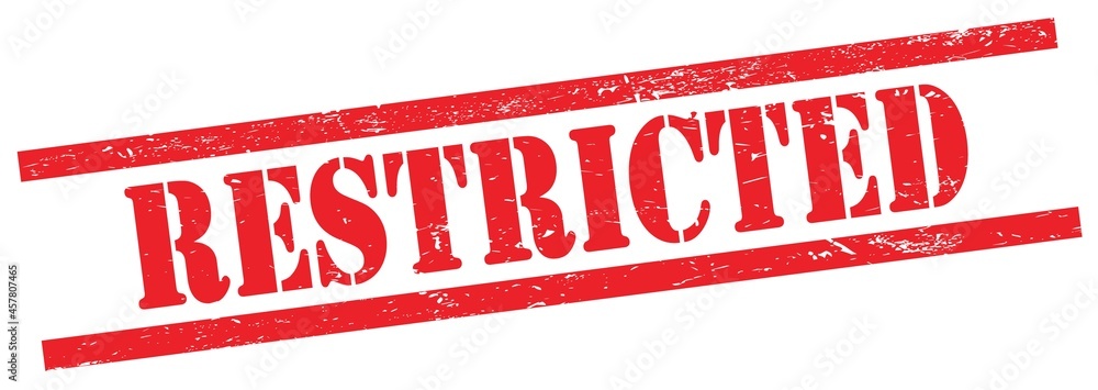 RESTRICTED text on red grungy rectangle stamp. RESTRICTED text on red grungy rectangle stamp.