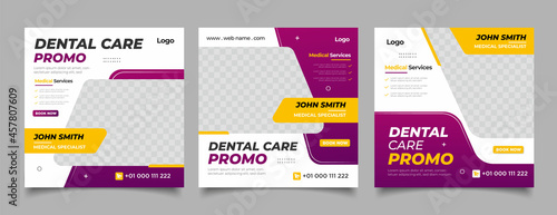 Dentist and dental care for social media post template
