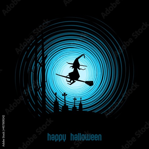 vector illustration of helloween party background, witch granny