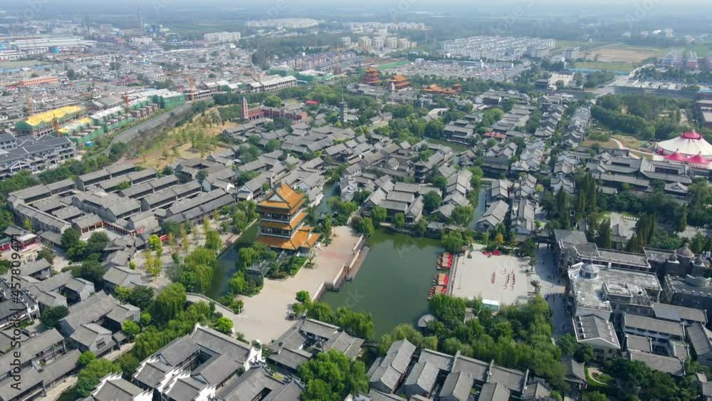 Aerial photography of the ancient city of Taierzhuang, Zaozhuang, China Aerial photography of the ancient city of Taierzhuang, Zaozhuang, China